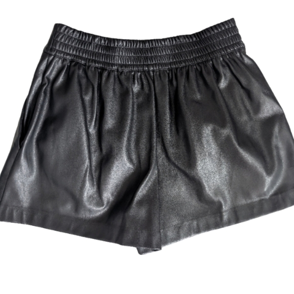 Susana Monaco Black Faux Leather Shorts Size M NWOT High Waisted Pleated - Picture 7 of 11
